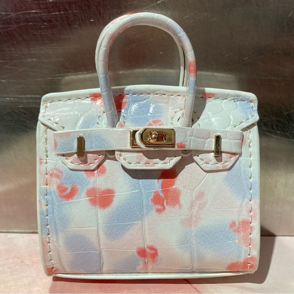 🐊👜 Handmade Mini Pastel Crocodile Pattern Birkin AirPod Tote Bag Charm Miniature